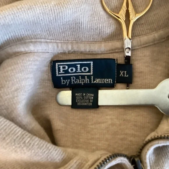 Polo Ralph Lauren Men’s Tan 1/4 Zip Long Sleeve Pullover.  Size XL - Picture 6 of 7